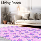 Whimsical Lilac Floral Pattern Design Rug