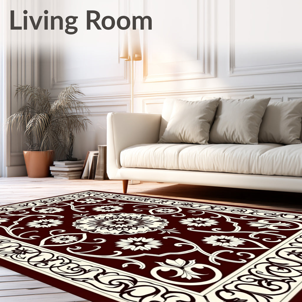 Ornate Floral And Vine Pattern Rug