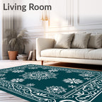 Whimsical White Snowflake Winter Night Rug