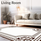 Traditional Brown Floral Scrollwork Border Rug