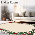 Red Rose Vine Bordered Design Rug