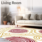 Red Swirls With Gold Flourish Pattern Rug