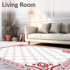 Red Cornered Geometric Lattice Design Rug