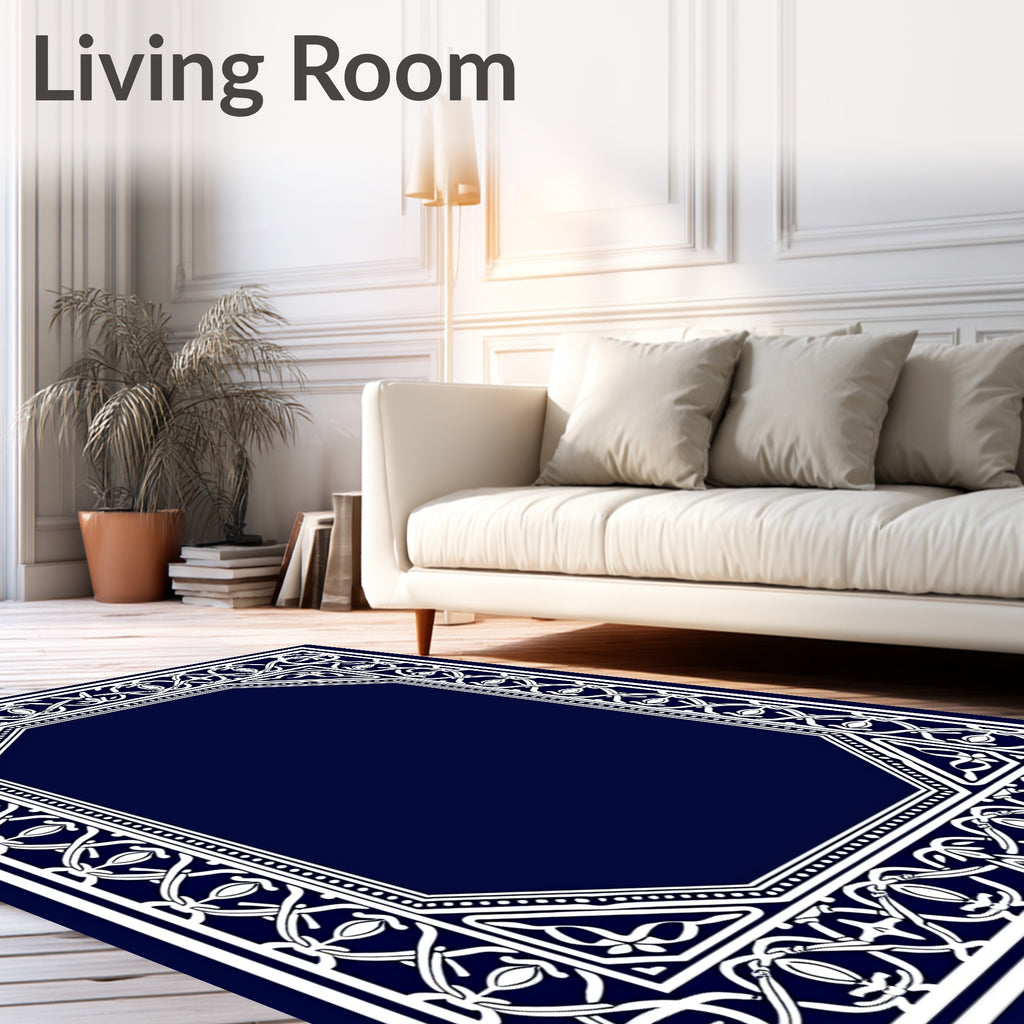 Classic Ornate Geometric Border Design Rug