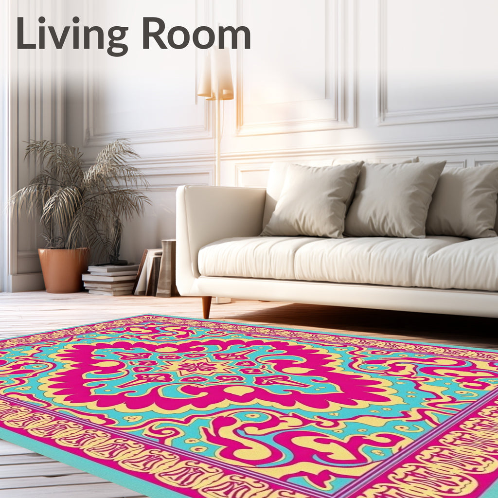 Vibrant Floral Mandala Inspired Design Rug