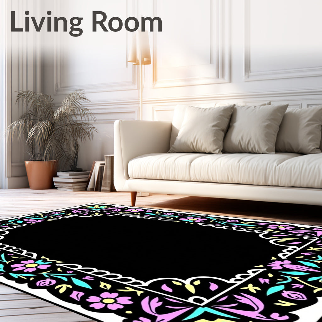 Floral Border Pattern Rug