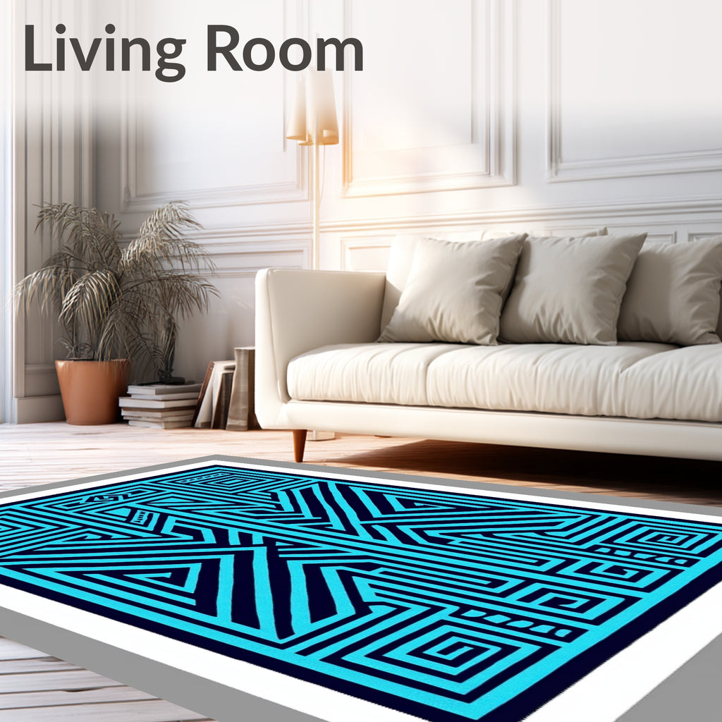 Bold Lines Geometric Maze Pattern Rug