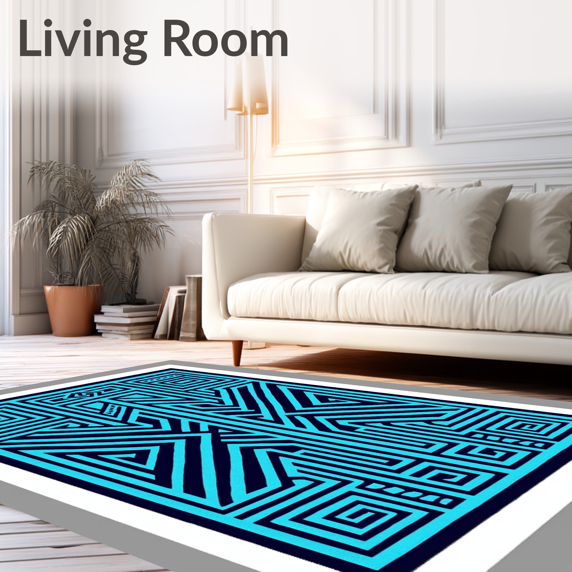 Bold Lines Geometric Maze Pattern Rug