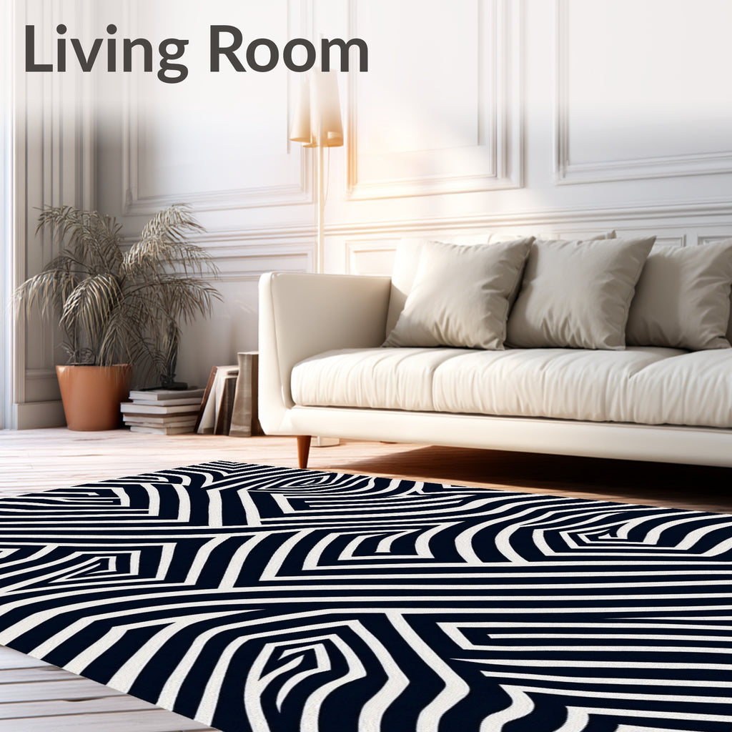 Abstract Geometric Striped Maze Design Rug
