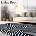 Abstract Geometric Striped Maze Design Rug