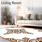 Elegant Brown Floral Scroll Design Rug