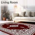 Ornate Floral Medallion Vine Border Rug