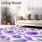 Purple Floral Pattern with Outline Rug