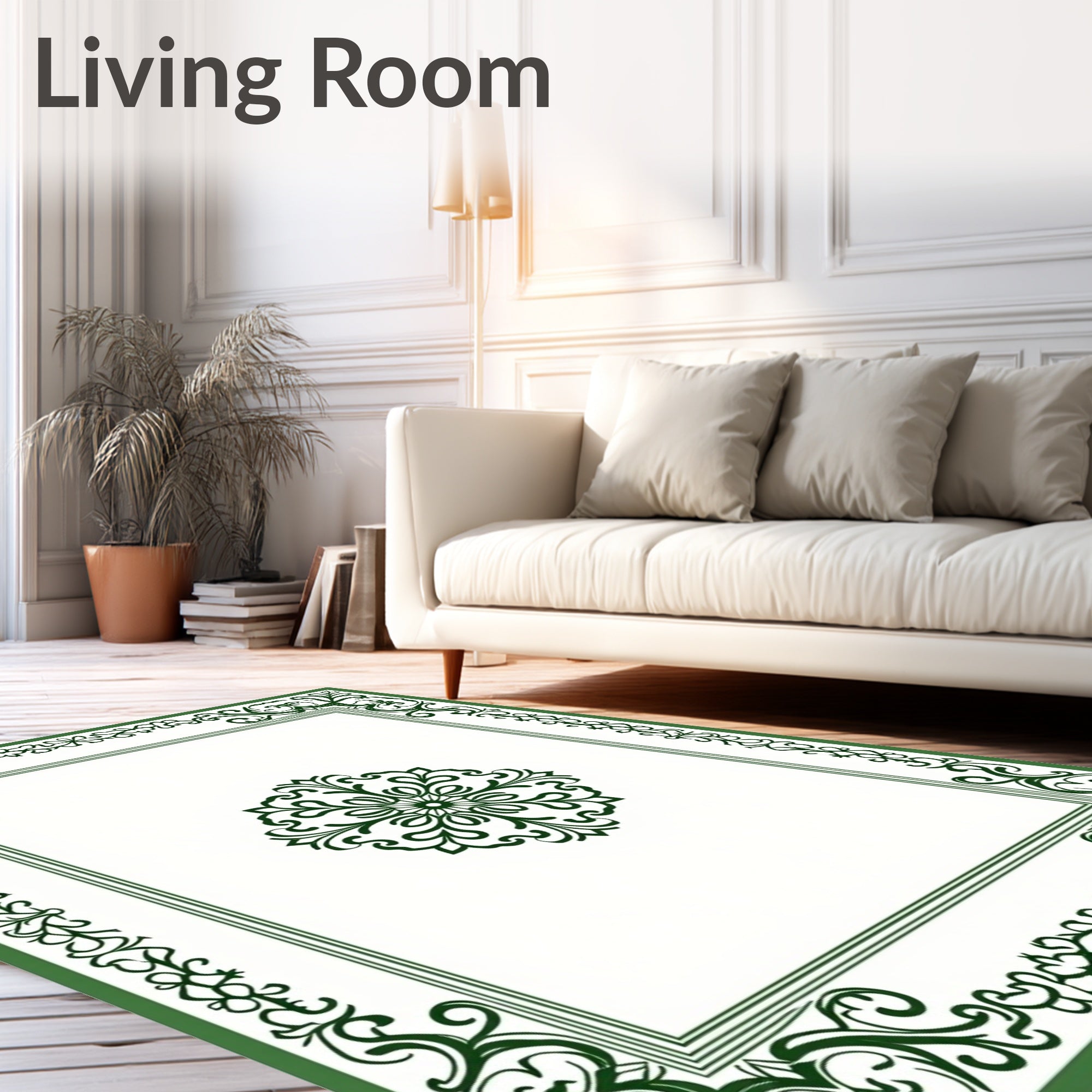 Ornate Dark Green Central Medallion Rug