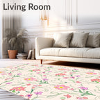 Delicate Pink Floral Pattern Rug