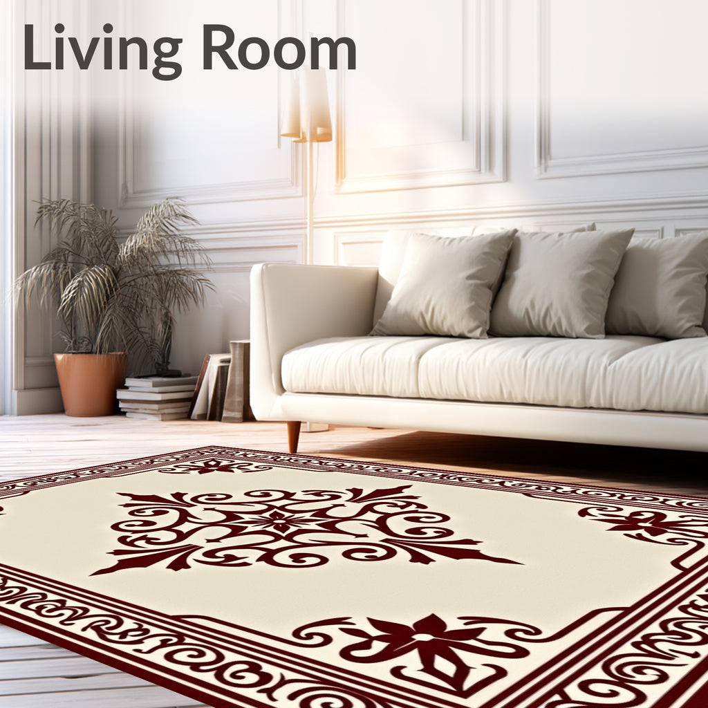 Ornate Deep Red Floral Medallion Rug