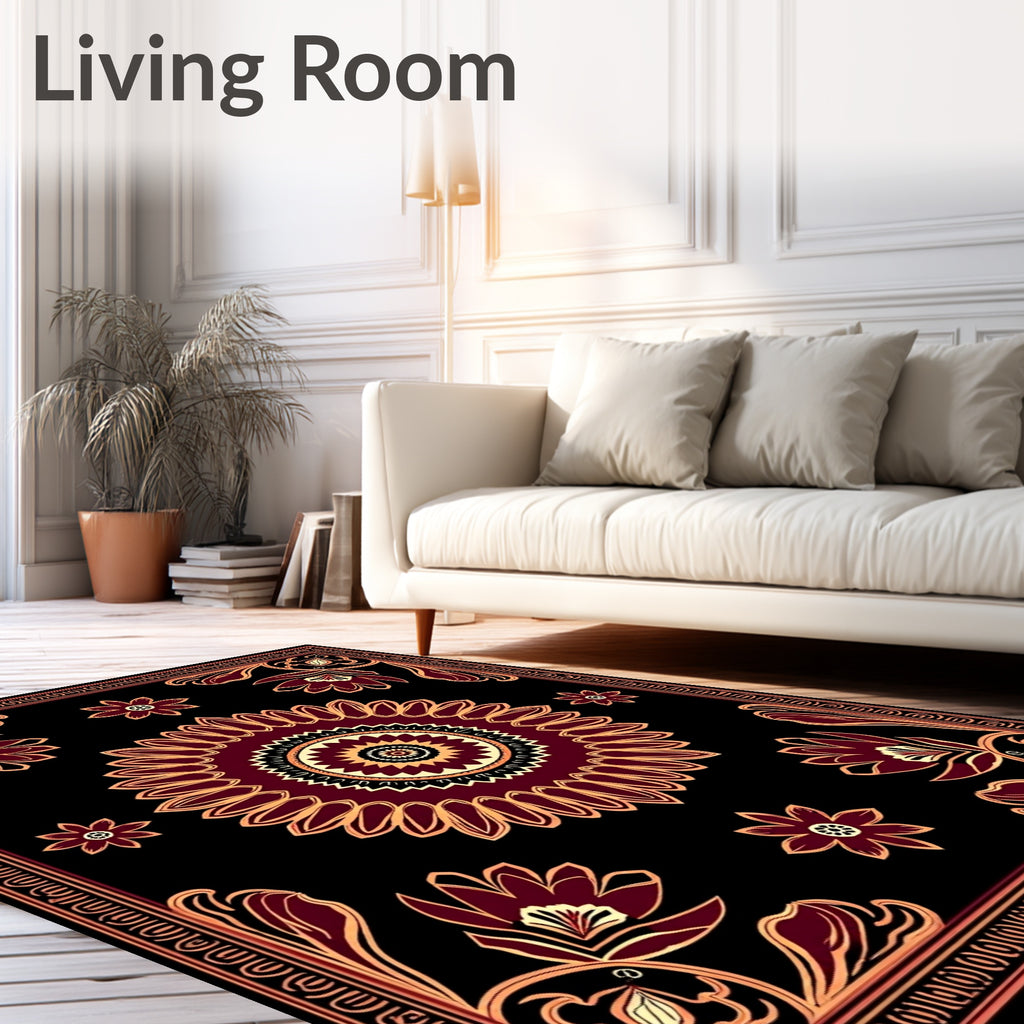 Warm Tones Floral Mandala Design Rug