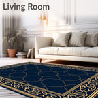 Ornate Geometric Circles Border Design Rug