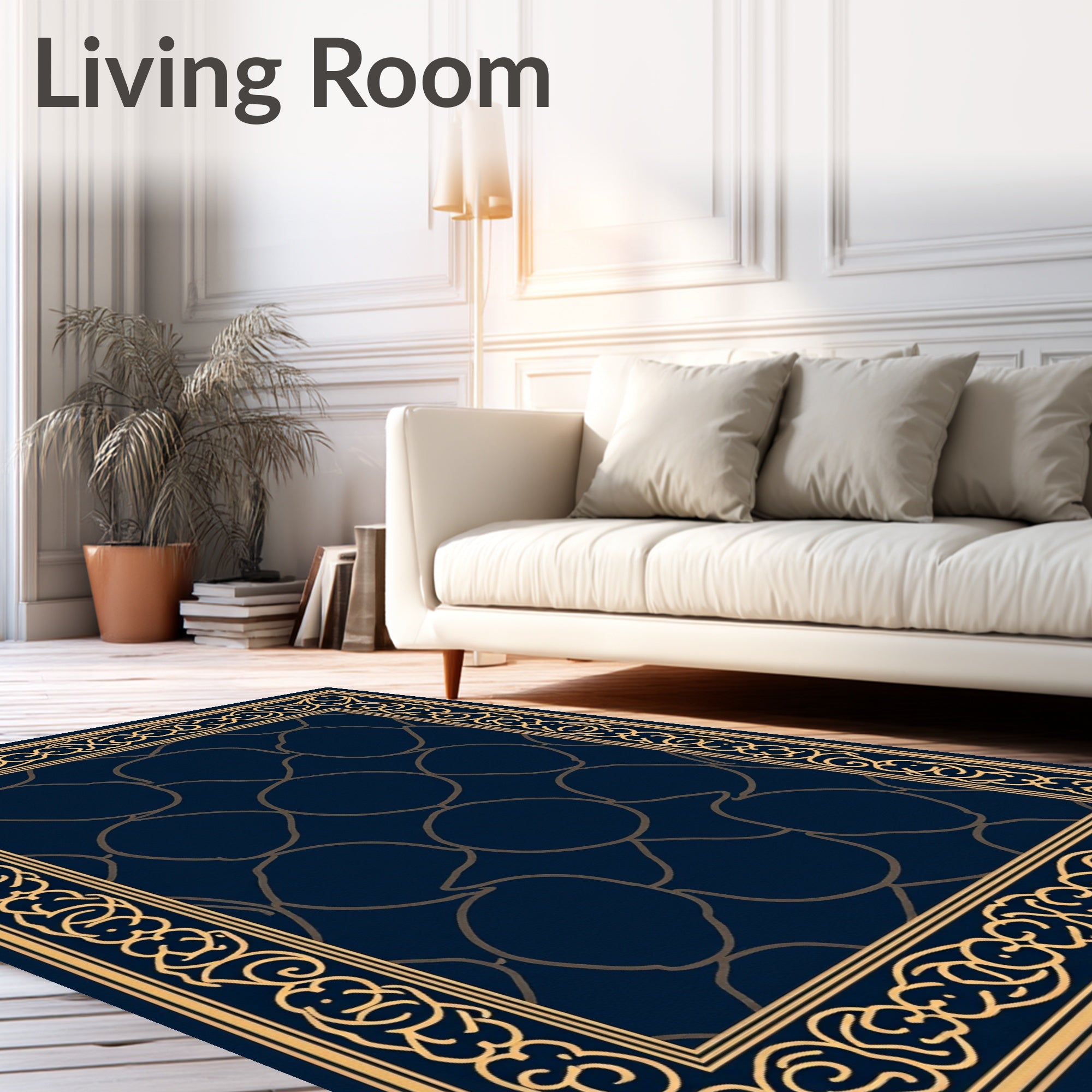 Ornate Geometric Circles Border Design Rug