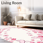 Pink Floral Botanical Pattern Rug