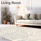 Abstract Wavy Lines on Cream Rug