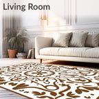 Ornate Floral Patterned Brown Rug