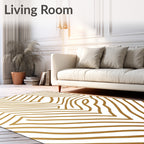 Abstract Gold Wavy Lines Rug