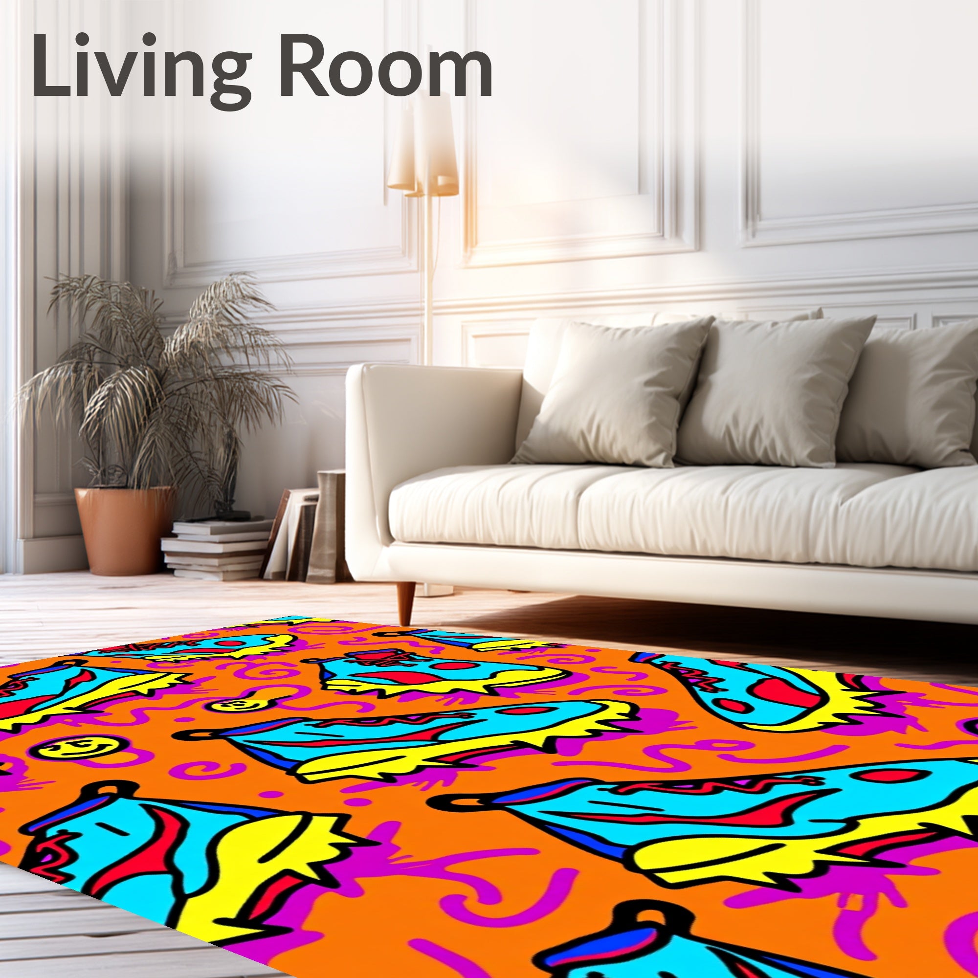 Bold Retro Kicks Swirls Design Rug