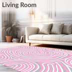 Chic Pink Gray Swirl Pattern Rug