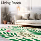 Vibrant Botanical Leaf Flower Pattern Rug