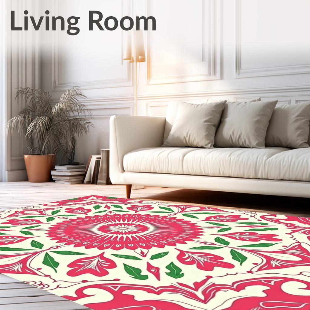 Radiant Floral Symmetrical Decorative Pattern Rug