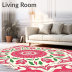 Radiant Floral Symmetrical Decorative Pattern Rug