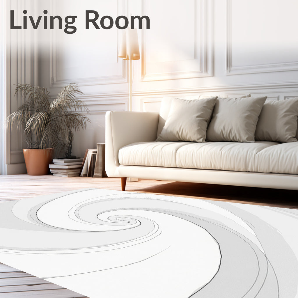 Abstract Swirl Monochrome Pattern Rug