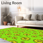 Yellow Floral And Leaf Pattern Rug