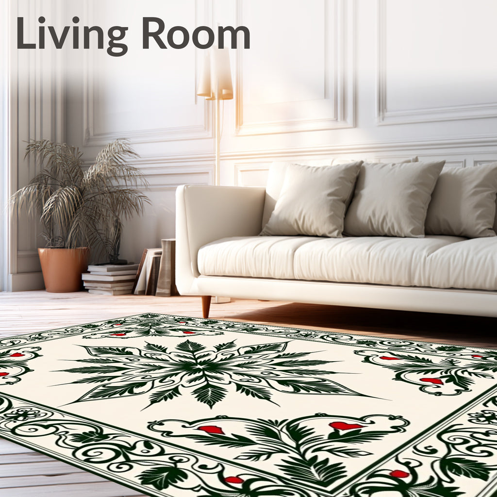 Elegant Floral Swirl Red Accent Rug