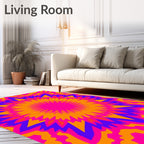 Vibrant Psychedelic Starburst Geometric Pattern Rug