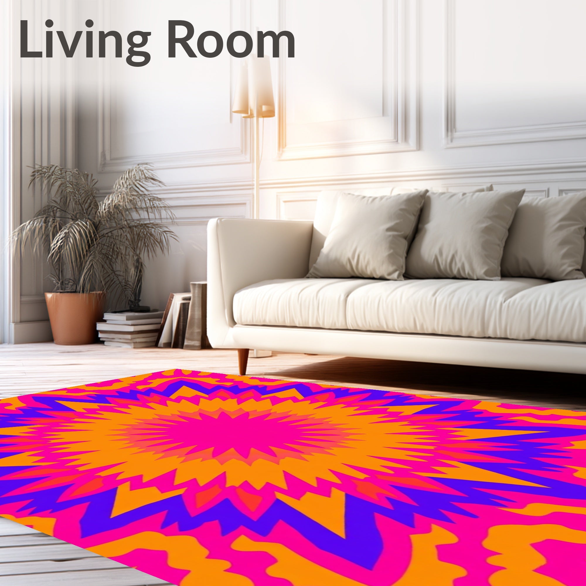 Vibrant Psychedelic Starburst Geometric Pattern Rug