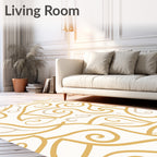 Abstract Yellow Swirl Pattern Design Rug