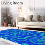 Abstract Blue Swirl Pattern Rug