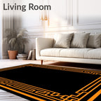 Bold Orange Geometric Border Rug