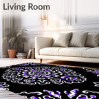 Mandala Pattern Black Purple White Rug