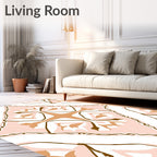 Blush Tan Floral Geometric Pattern Design Rug