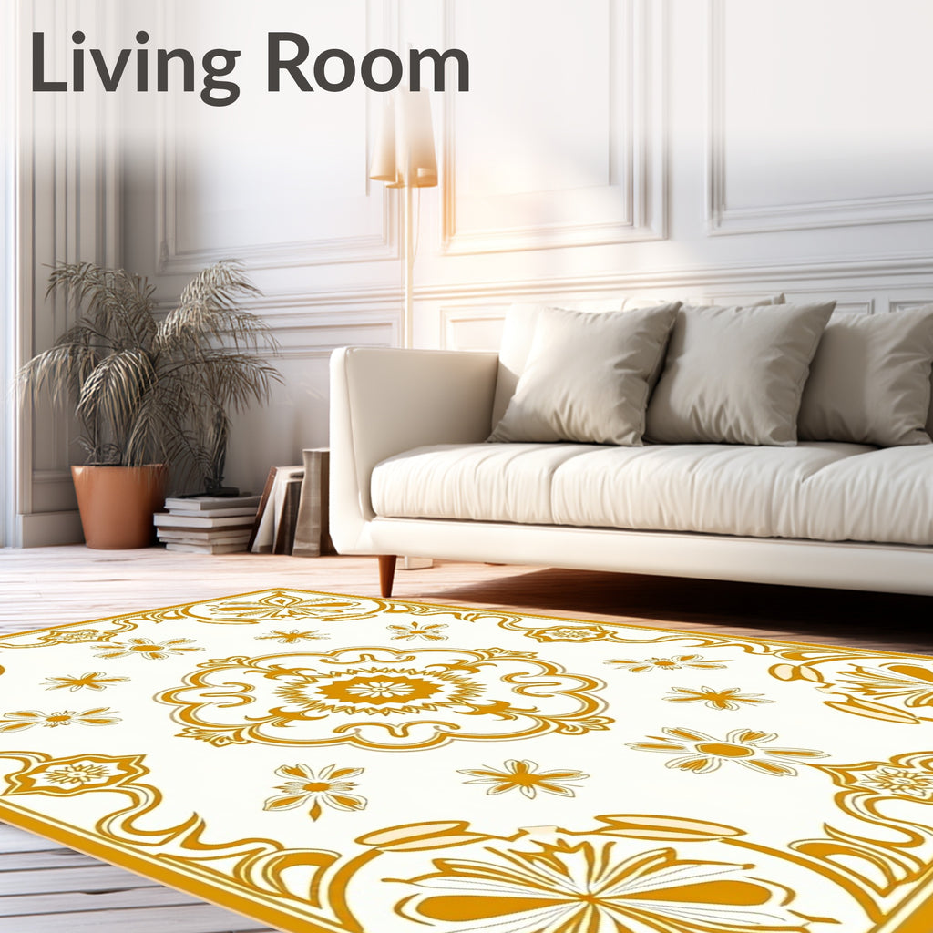 Ornate Floral Patterned Light Rug