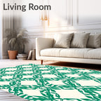 Emerald Diamond Lattice Pattern Rug