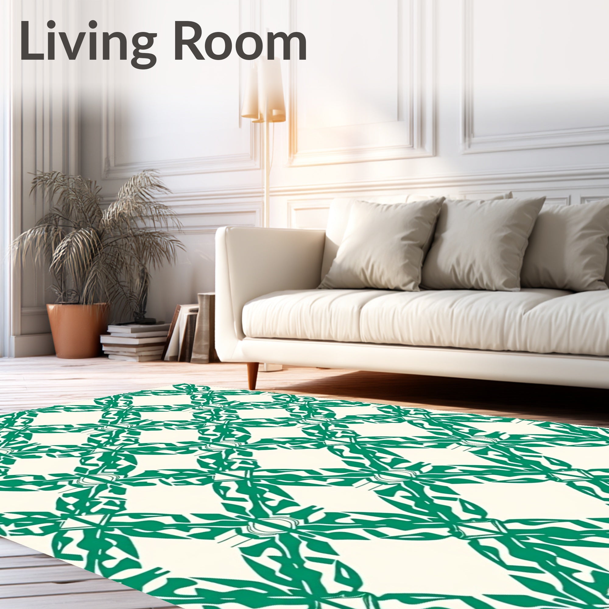 Emerald Diamond Lattice Pattern Rug