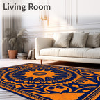 Orange Navy Art Nouveau Mandala Rug