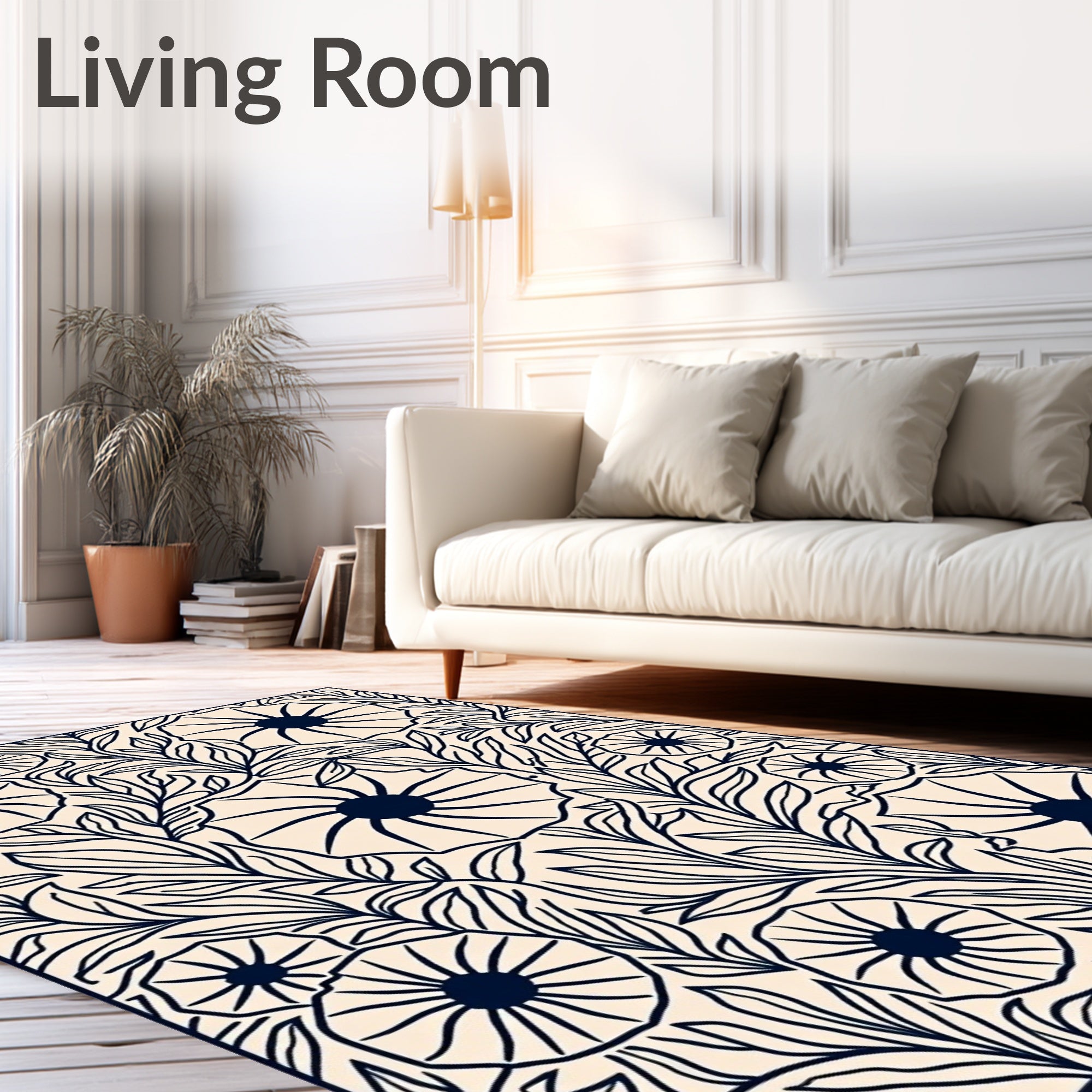 Vintage Floral Vine Botanical Design Rug