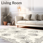 Palm Frond Botanical Scrollwork Rug
