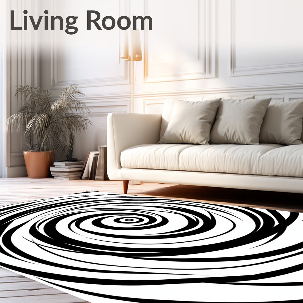 Black and White Swirl Pattern Rug