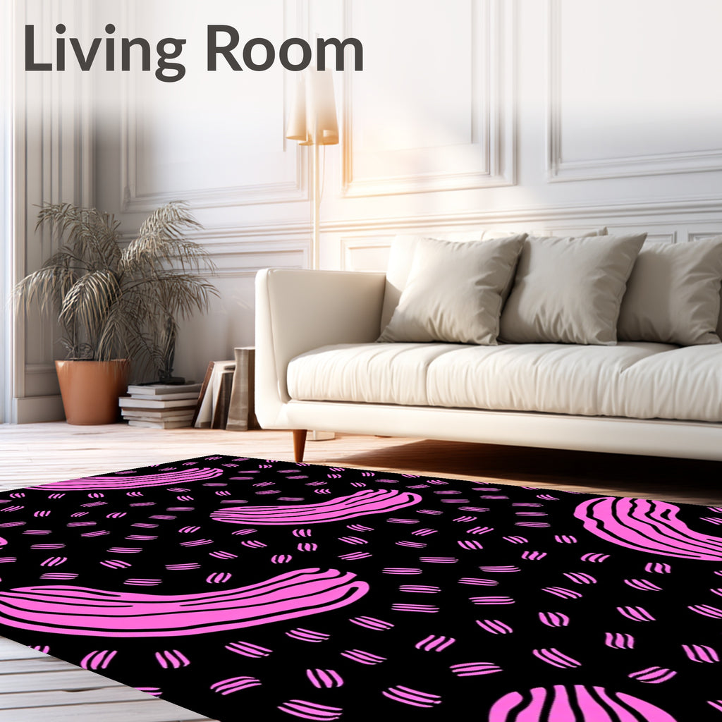 Pink Abstract Shapes Pattern Rug